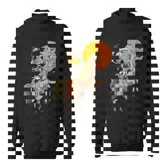 Trumpkin Skeleton Zombie Unicorn Hunting Gun Lover Halloween Sweatshirt - Monsterry