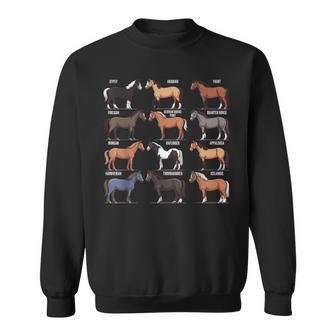 Types Of Horses Horse Breed Equestrian Horseback Riding Sweatshirt - Monsterry