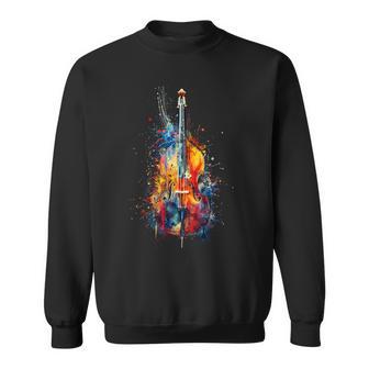 Upright Bass Instrument On Colourful Lacquered Double Bass Sweatshirt - Geschenkecke