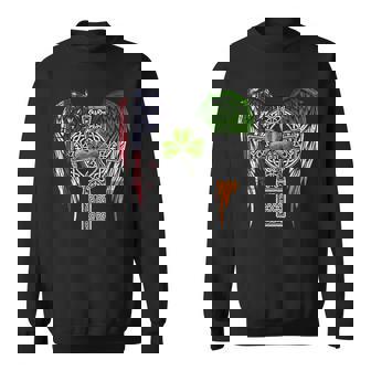 USA Flag Celtic Cross Irish American St Patrick's Day Sweatshirt - Monsterry
