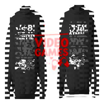 V Is For Video Games Valentines Day Gamer Boys Ns Sweatshirt - Monsterry