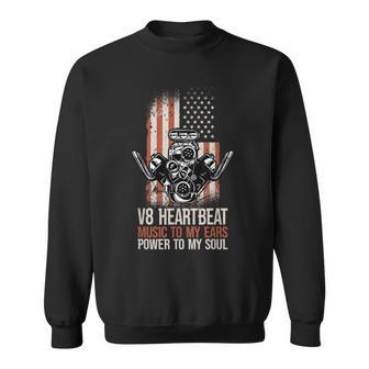 V8 Heartbeat American Muscle Cars Usa Engine8 Muscle Car Sweatshirt - Geschenkecke