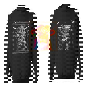 Vaca De Las Tierras Altas Colorido Arte Animal Gráfico Camisa de entrenamiento - Regaloses