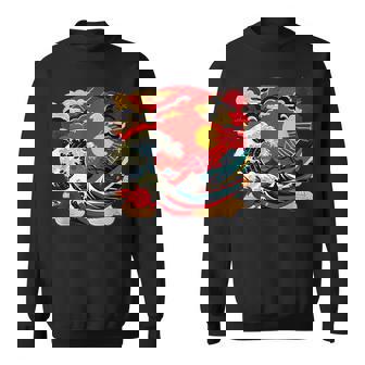 Vagues Marines D'art Japonais Avec Soleil Bande Dessinée Sweater e - Cadeauxyz
