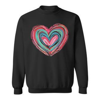 Valentines Day Heart Brushstroke Valentines Novelty Heart Sweatshirt - Thegiftio UK