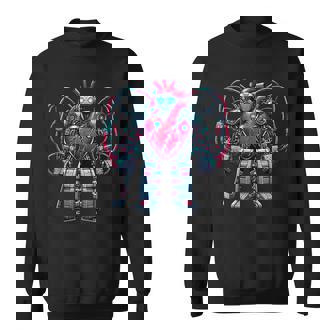 Valentine's Day Heart Ice Hockey Goalie Futuristic AI Robot Sweatshirt - Monsterry