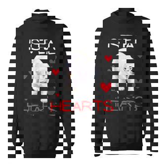 Valentines Day Polar Bear I Steal Hearts Boys Men Love Sweatshirt - Monsterry