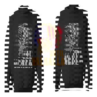 Viking Skull Us Flag Until Valhalla Norse Mythology Dad Men Sweatshirt - Seseable