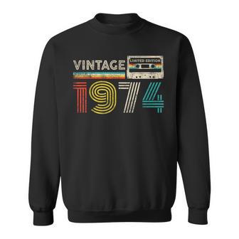 Vintage 1974 Classic Birthday 1974 Cassette Tape Vintage Sweatshirt - Thegiftio UK