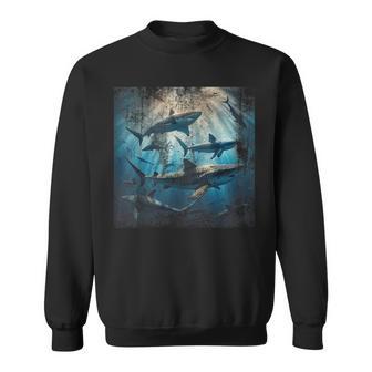 Vintage Shark Lover Week Cool Sharks Ocean Animal Lover Sweatshirt - Monsterry