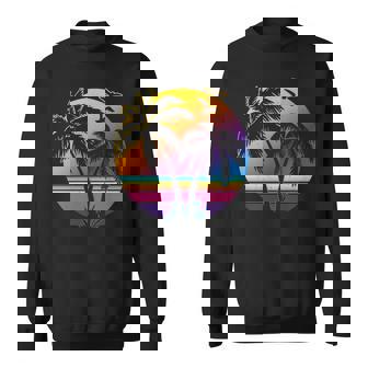 Vintage Sunset Palm Tree Idea Beach Lovers Sweatshirt - Monsterry