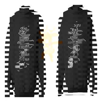 Volleyball Dabbing Reindeer Christmas Knit Pattern Dab Premium Sweatshirt - Monsterry