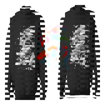 Watercolor Japanese Koi -Adults Black Small Cartoon Koi Sweatshirt | Seseable CA