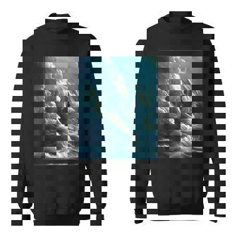 Waves Beautiful Rococo Style Painting Water Turbulent Swells Sweatshirt - Monsterry