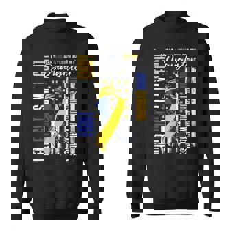I Wear Blue & Yellow For My Daughter Down Syndrome Moms Dads Sweatshirt - Monsterry