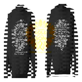 I Wear Gold For My Son Gold Sunflower Childhood Cancer Sweatshirt - Monsterry