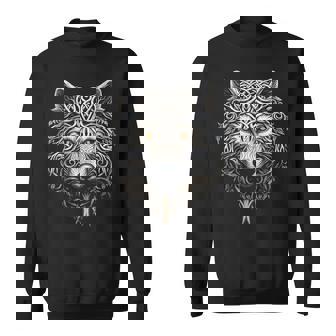 Wolf Art Plants Tree Animal Lover Mandala Graphic Wolf Sweatshirt - Monsterry