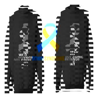 World Down Syndrome Day Pocket Blue And Yellow Ribbon Sweatshirt - Thegiftio UK