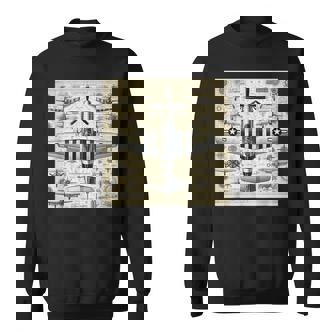 Ww2 Warplane Vintage P51 Mustang Assembly Parts Blueprint Sweatshirt - Monsterry