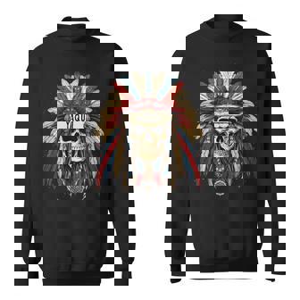 Yaqui Mexican Native Indian Skull Warrior American Heritage Sweatshirt - Monsterry