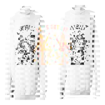 Aesthetic Christmas Light & Nut Cracker Let's Get Lit Xmas Sweatshirt - Monsterry