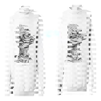 Alligator Crocodile Sunglasses Retro Vintage Chill Cool Sweatshirt - Monsterry