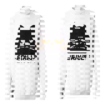 Annoyed Cat Seriously Cat Sarcastic Rolling Eyes Kawaii Cat Sweatshirt - Monsterry