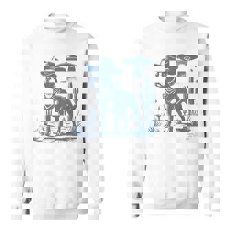 Boston Terrier UFO Cowboy Dog Dog Mom Dog Dad Alien Dog Sweatshirt - Monsterry
