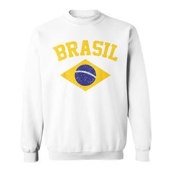 Brazilian National Flagintage Patriotic Football Brazil Green Sweatshirt - Geschenkecke