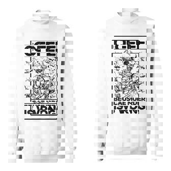 Coffee Because Murder Is Wrong Skeleton Drinks Coffee Sweatshirt - Monsterry