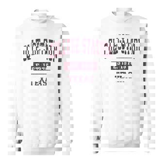 College Station Texas Tx Vintage Athletic Red Sports Sweatshirt - Seseable