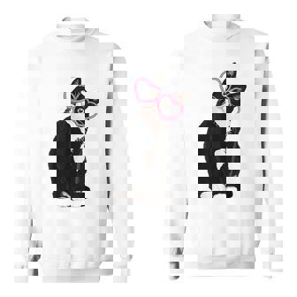 Cool Cat Kitten Red Heart Glasses Happy Valentines Day Sweatshirt - Monsterry