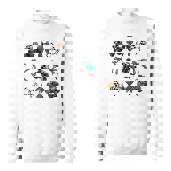 Coquette Bow Checkered Flag Racing Lover Monster Truck Racer Sweatshirt - Monsterry