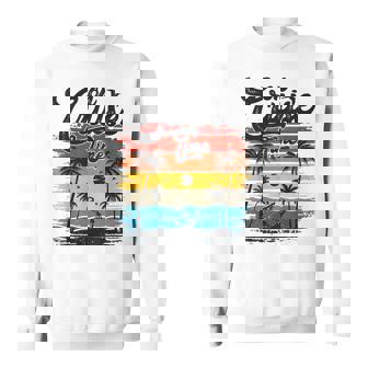 On Cruise Time Coconut Tree Graphic Summer Vacation Cruising Sweatshirt | Seseable CA