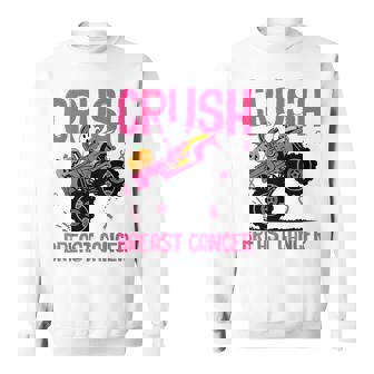 Crush Breast Cancer Awareness Monster Truck Halloween Kids Sweatshirt - Monsterry