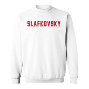 Distressed Team Slafkovsky Last Name Proud Family Blue Sweatshirt - Geschenkecke