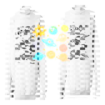 Divertido Pijama Del Sistema Solar De Astronauta Del Mundo Manga Larga Camisa de entrenamiento - Regaloses