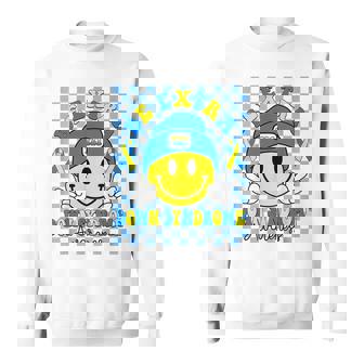 Be Extra Yellow And Blue Smile Face Down Syndrome Awareness Sweatshirt | Mazezy