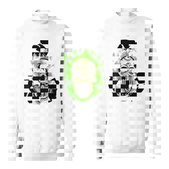 Flaming Skull Recycling Symbol Edgy With Flames Sweatshirt - Monsterry