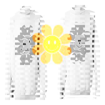 Fleur Orange Rétro Années 70 Avecisage Souriant Jaune Sweater e - Cadeauxyz