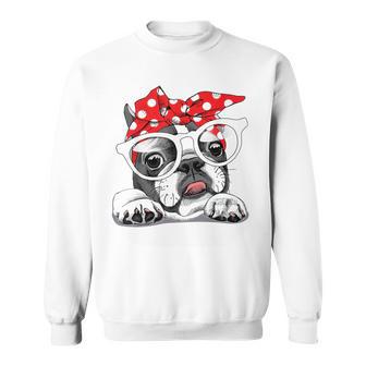 French Bulldog In Headband & Glasses Sweatshirt - Geschenkecke