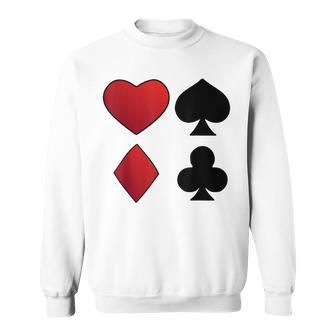 Poker Playing Cards Cross Heart Motif Card Fun Sweatshirt - Geschenkecke