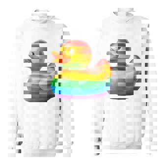 Gay Rubber Duck LGBTQ Rainbow Flag Pride Ducky Sweatshirt - Monsterry
