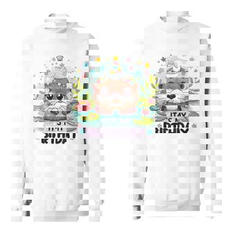 Geburtstag Otter Kinder Geburtstagsparty Kinder Für Kinder Zum Geburtstag Mit Cartoon-Otter- In Blau -Kleinkind Kurzarm U-Ausschnitt Polyester 100 Sweatshirt - Geschenkecke