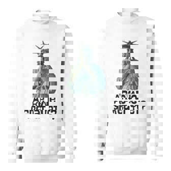 Are We Great Yet Anti Trump Politics Humor Statue Of Liberty Sweatshirt | Mazezy
