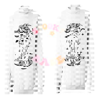 Groovy Ghost Spooky Babe Vibes Retro Floral Hippie Halloween Sweatshirt - Monsterry