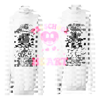 Groovy Preschool Has My Heart Teacher Valentine's Day Sweatshirt - Monsterry