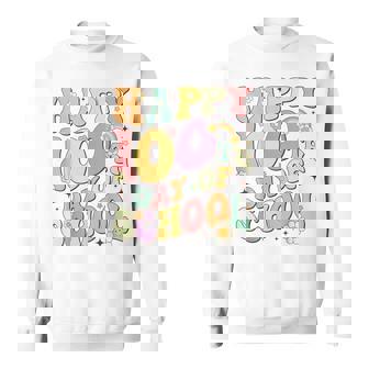 Happy 100th Day Of School Groovy 100 Days Smarter Teacher Sweatshirt - Monsterry