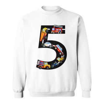 Kinder Geburtstags 5 Jahre Fahrzeuge Jungen 5 Geburtstag Sweatshirt - Geschenkecke