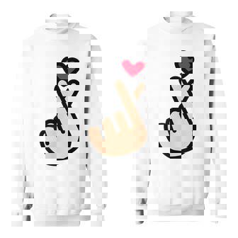 Kpop Korean Finger Heart Symbol I Love You Saranghae Sweatshirt - Monsterry